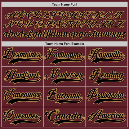 Custom Burgundy Black-Old Gold Hockey Jersey - Sky-Custom