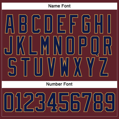 Custom Burgundy Navy-Old Gold Hockey Jersey - Sky-Custom