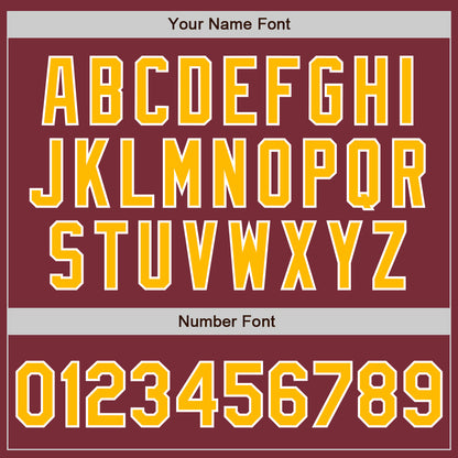 Custom Burgundy Gold-White Authentic Baseball Jersey - Sky-Custom