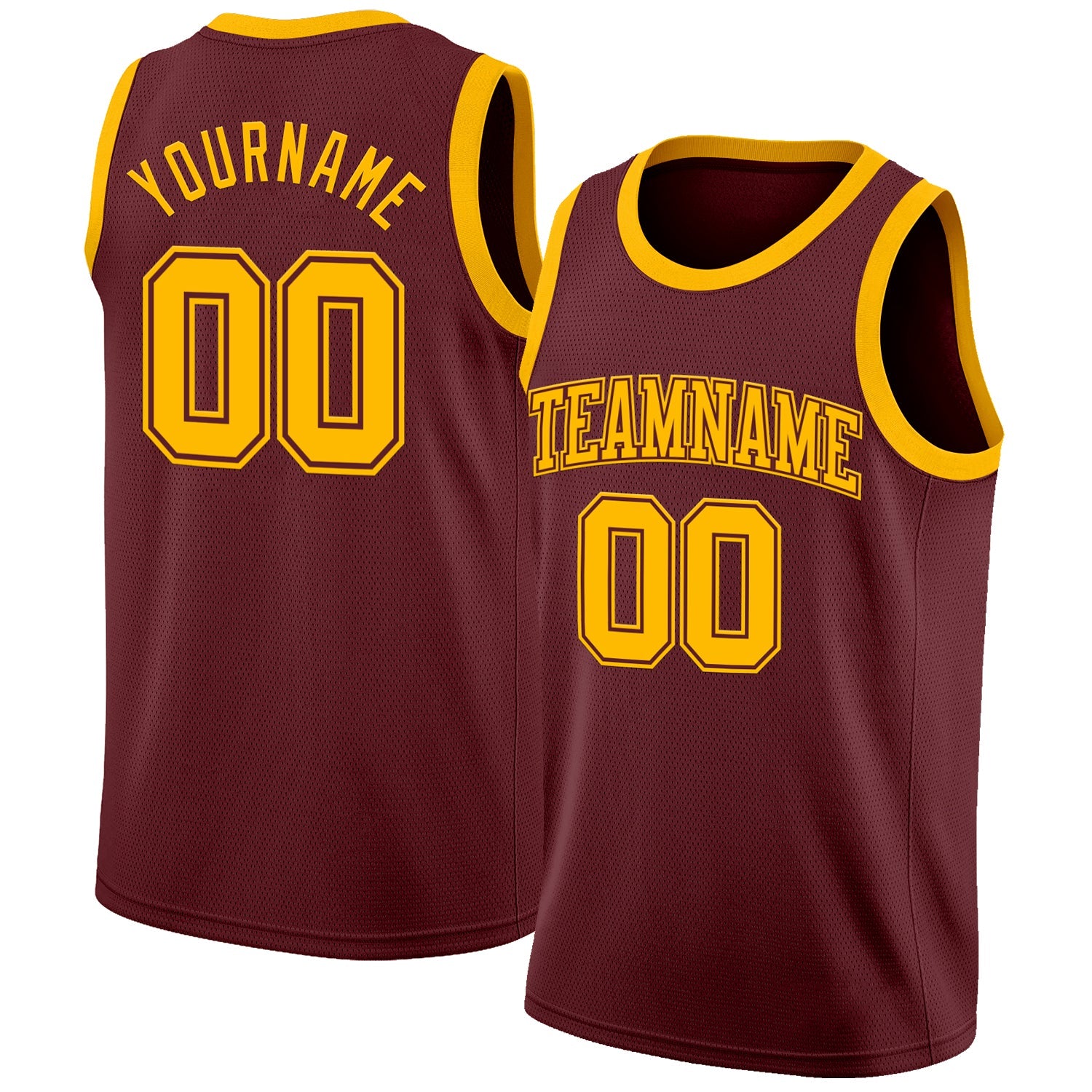 Custom Burgundy Gold Authentic Basketball Jersey - Sky-Custom