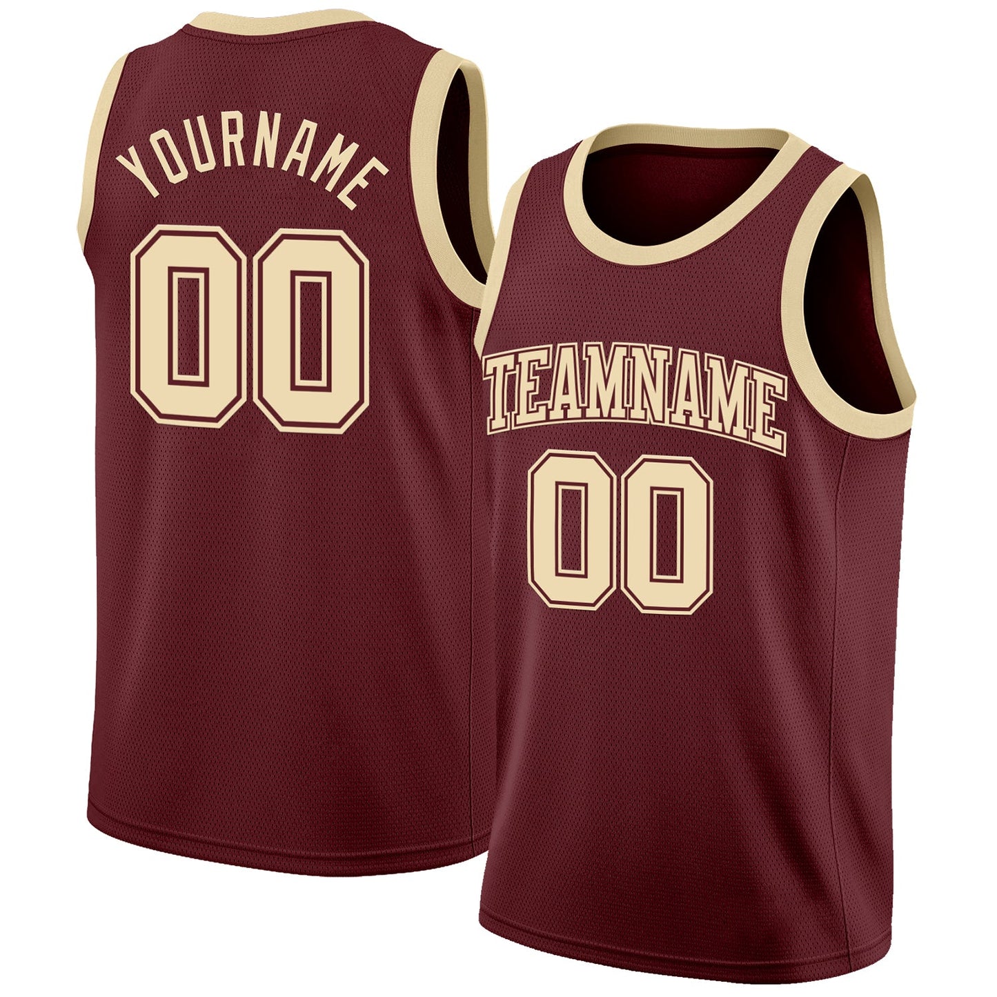 Custom Burgundy Cream Authentic Basketball Jersey - Sky-Custom