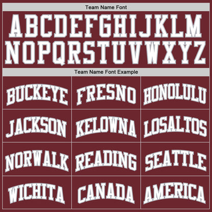 Custom Burgundy White-Gray Authentic Basketball Jersey - Sky-Custom