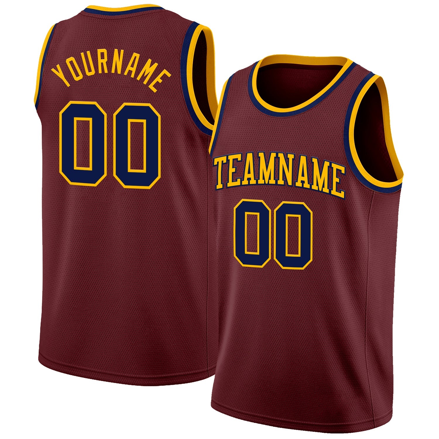 Custom Burgundy Navy-Gold Authentic Basketball Jersey - Sky-Custom