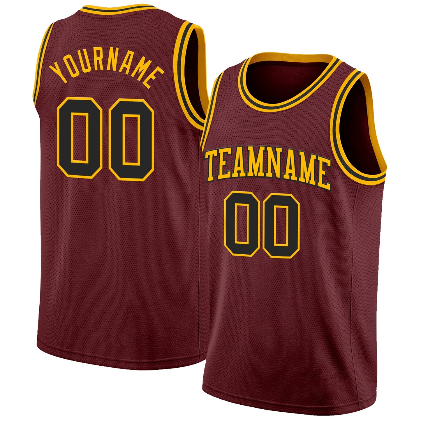 Custom Burgundy Black-Gold Authentic Basketball Jersey - Sky-Custom