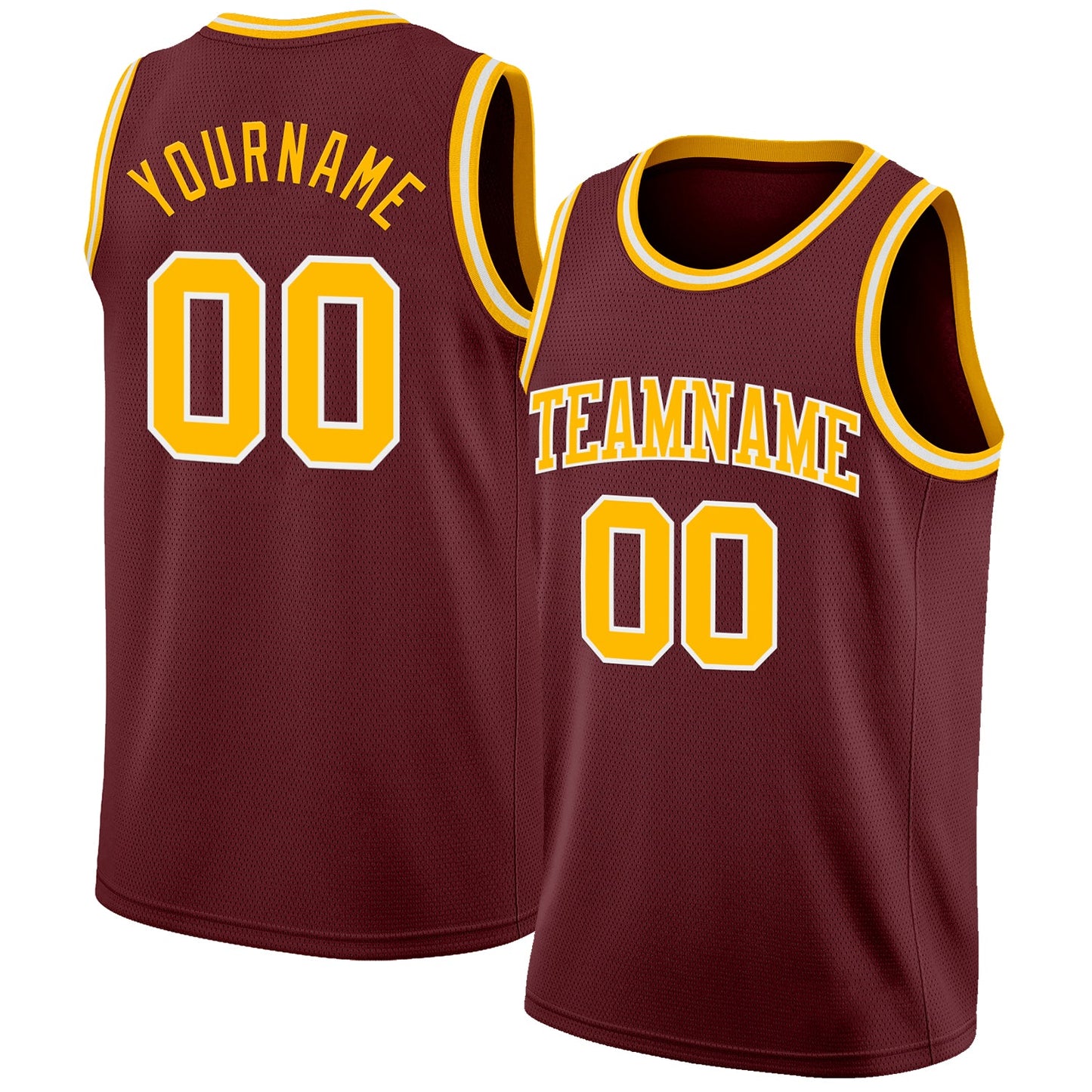 Custom Burgundy Gold-White Authentic Basketball Jersey - Sky-Custom