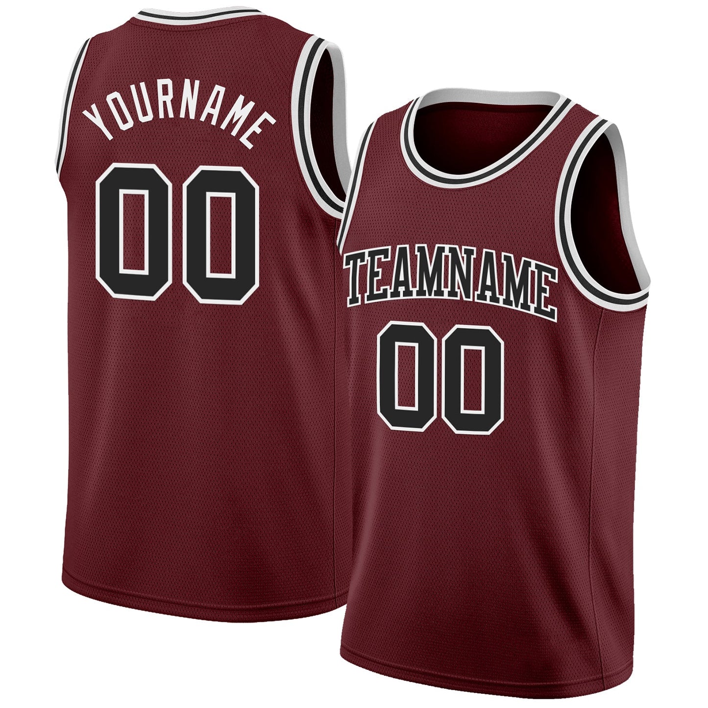 Custom Burgundy Black-White Authentic Basketball Jersey - Sky-Custom