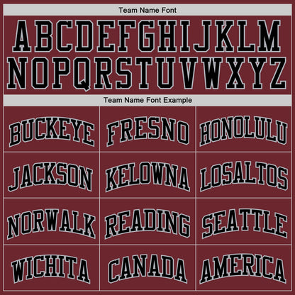 Custom Burgundy Black-Gray Authentic Basketball Jersey - Sky-Custom