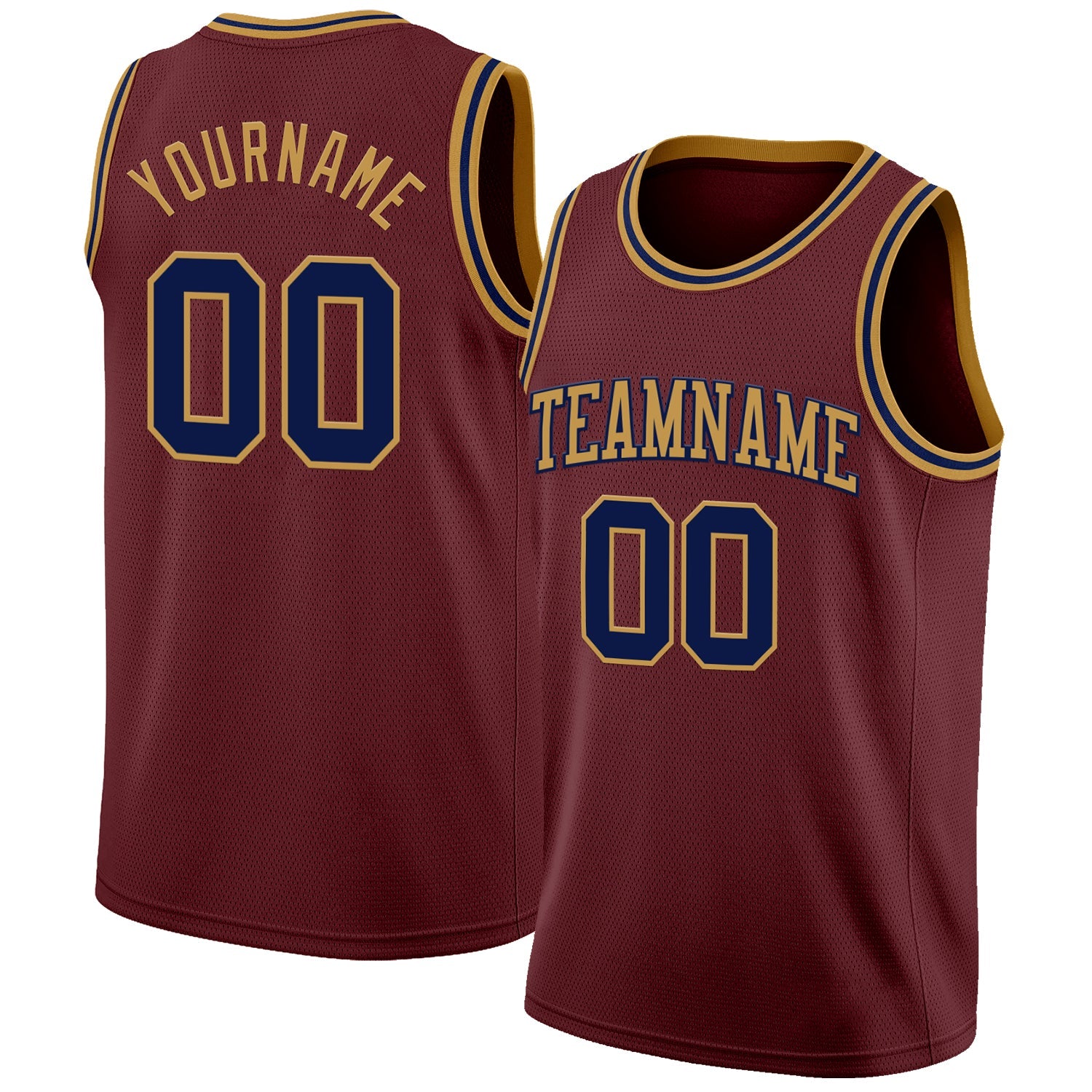 Custom Burgundy Navy-Old Gold Authentic Basketball Jersey - Sky-Custom