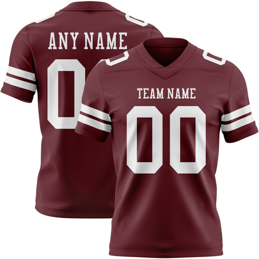 Custom Burgundy White Mesh Authentic Football Jersey - Sky-Custom