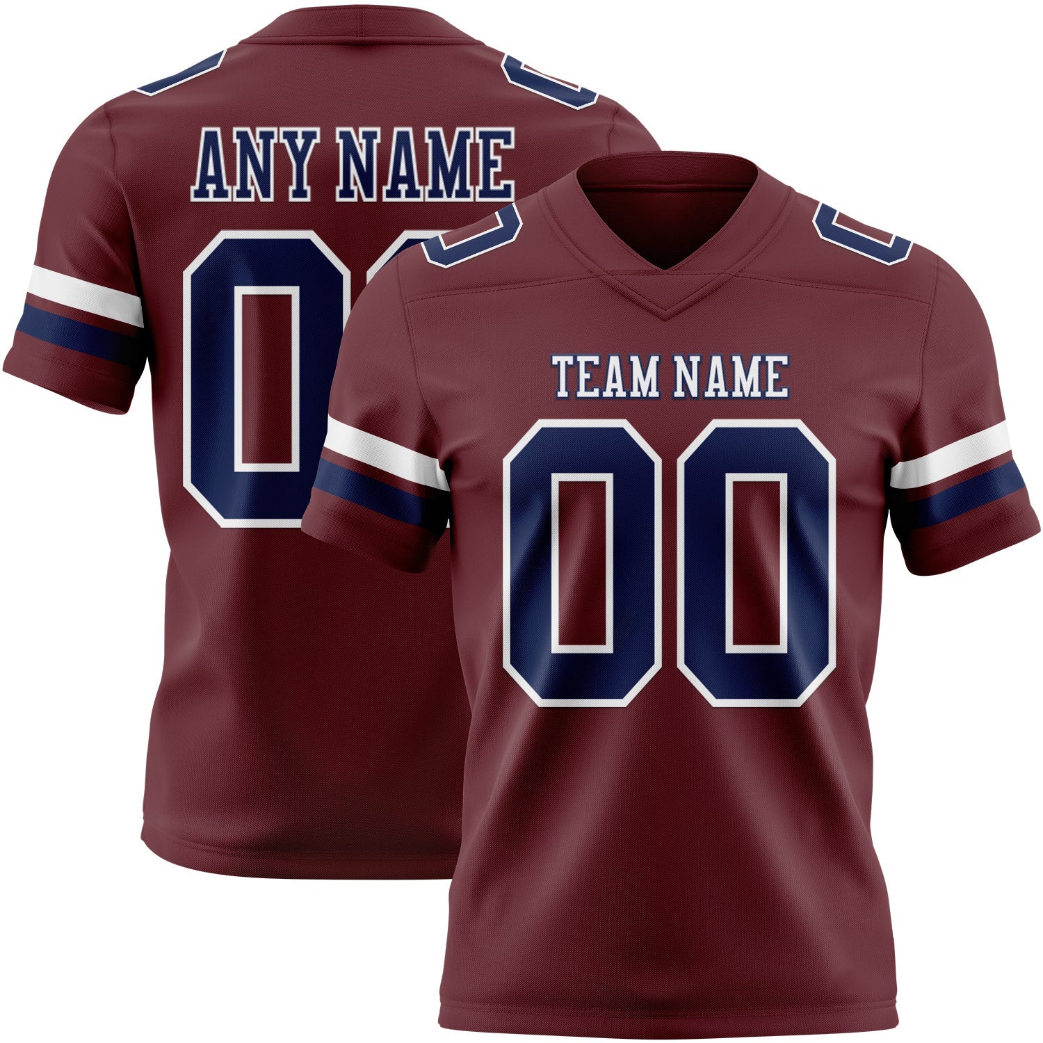 Custom Burgundy Navy-White Mesh Authentic Football Jersey - Sky-Custom