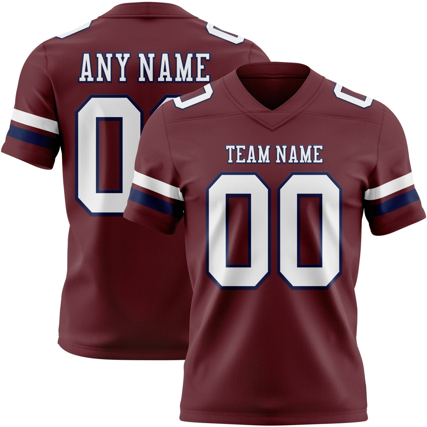 Custom Burgundy White-Navy Mesh Authentic Football Jersey - Sky-Custom