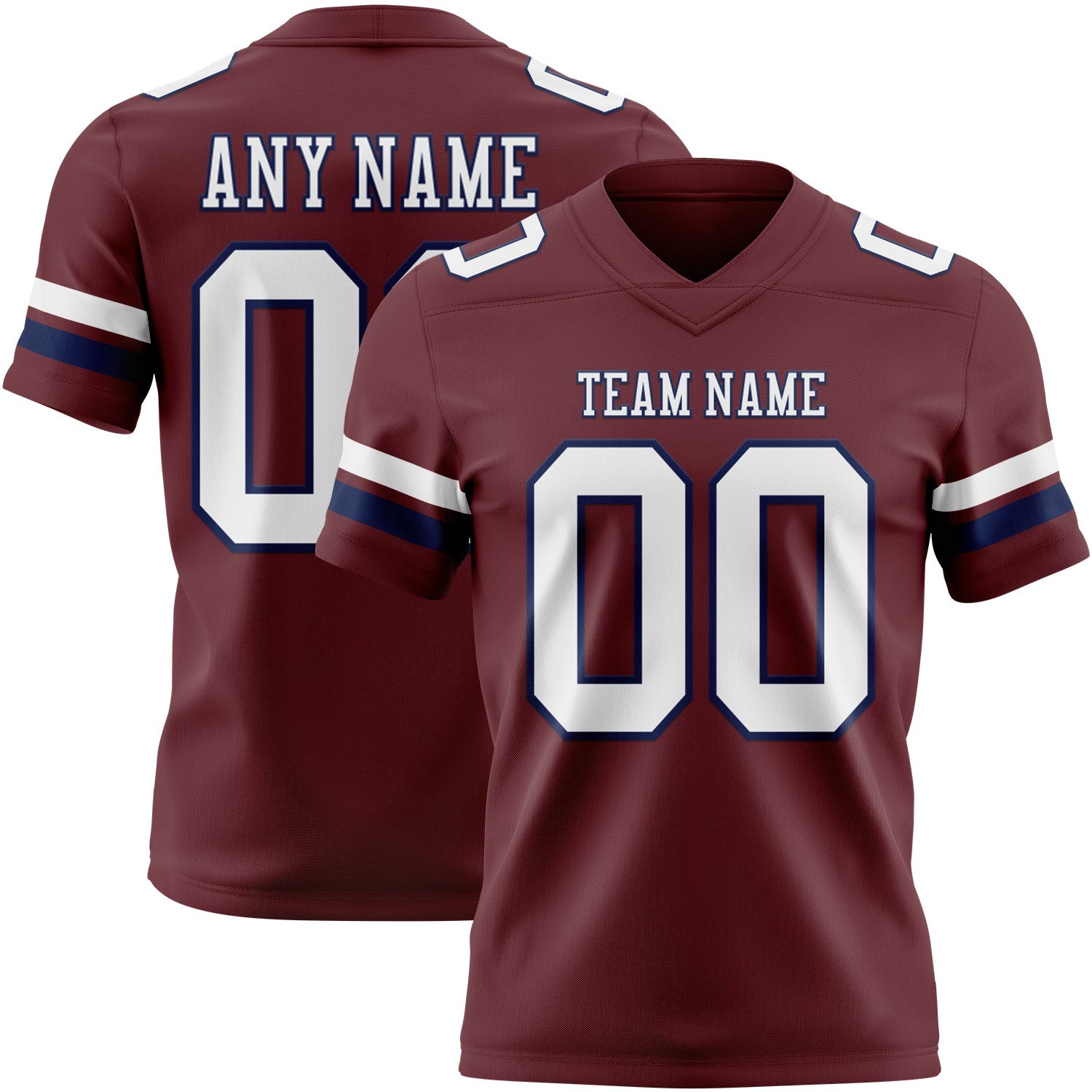 Custom Burgundy White-Navy Mesh Authentic Football Jersey - Sky-Custom