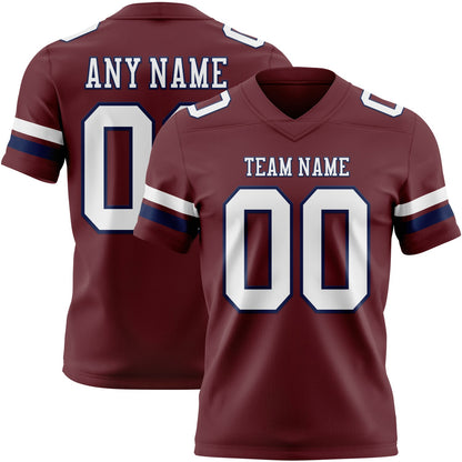 Custom Burgundy White-Navy Mesh Authentic Football Jersey - Sky-Custom