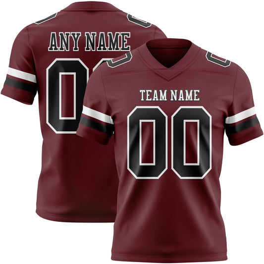 Custom Burgundy Black-White Mesh Authentic Football Jersey - Sky-Custom