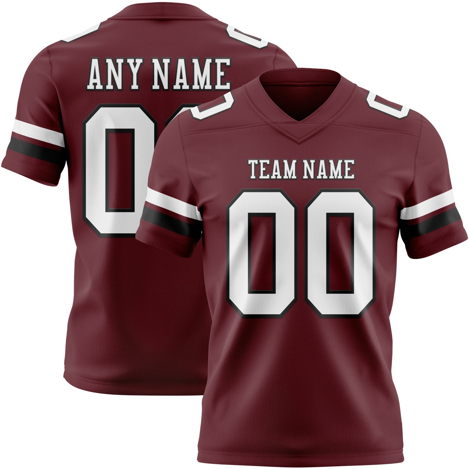 Custom Burgundy White-Black Mesh Authentic Football Jersey - Sky-Custom