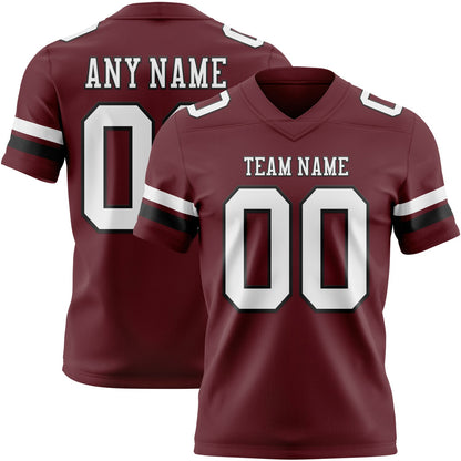 Custom Burgundy White-Black Mesh Authentic Football Jersey - Sky-Custom