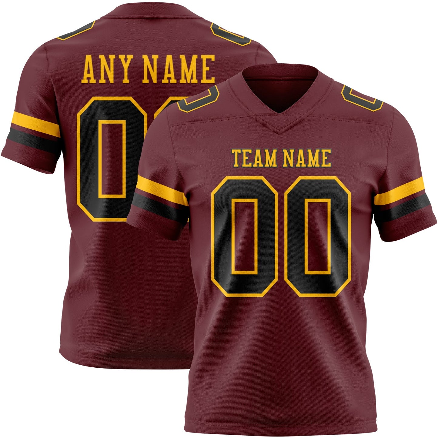 Custom Burgundy Black-Gold Mesh Authentic Football Jersey - Sky-Custom