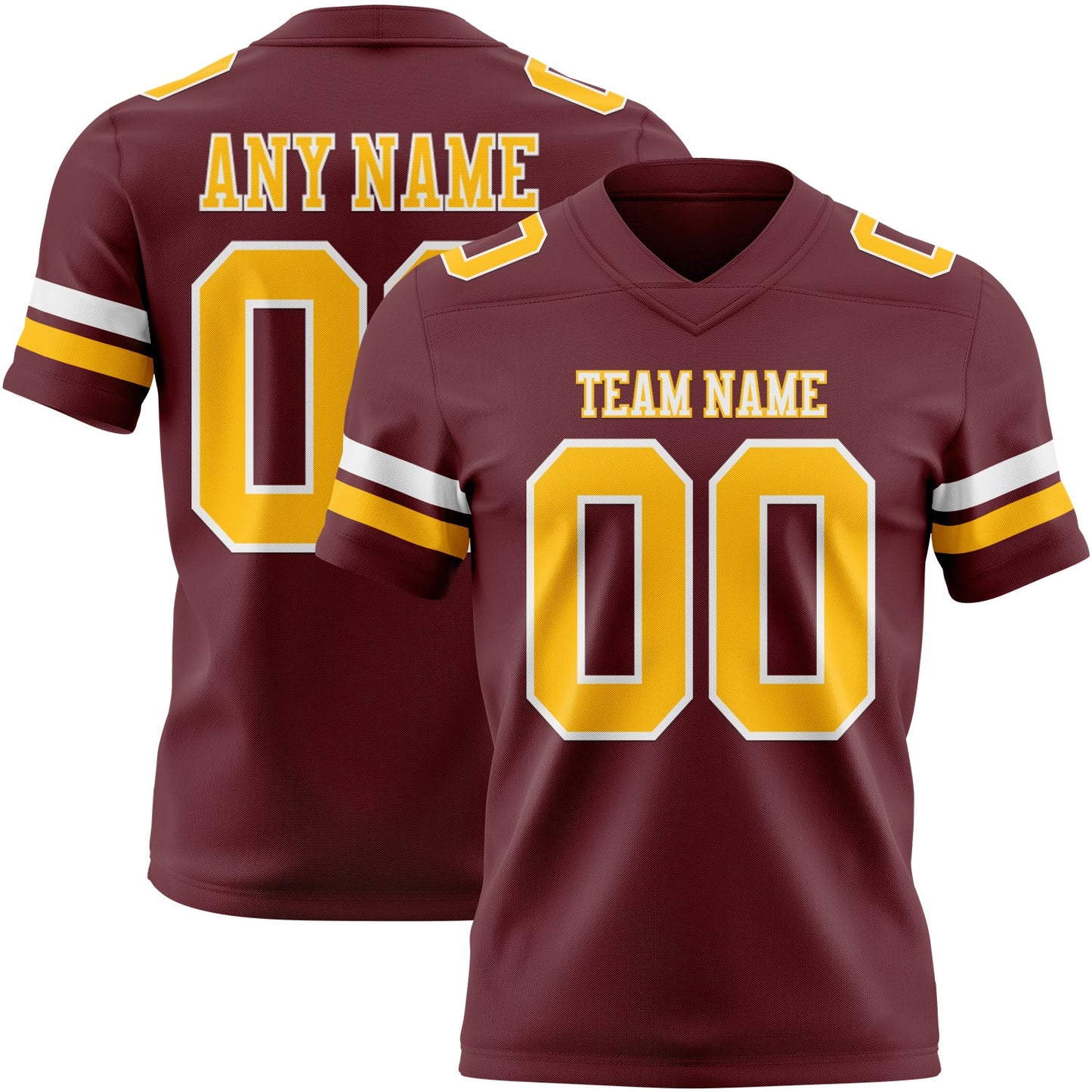 Custom Burgundy Gold-White Mesh Authentic Football Jersey - Sky-Custom