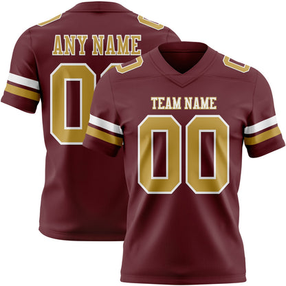Custom Burgundy Old Gold-White Mesh Authentic Football Jersey - Sky-Custom