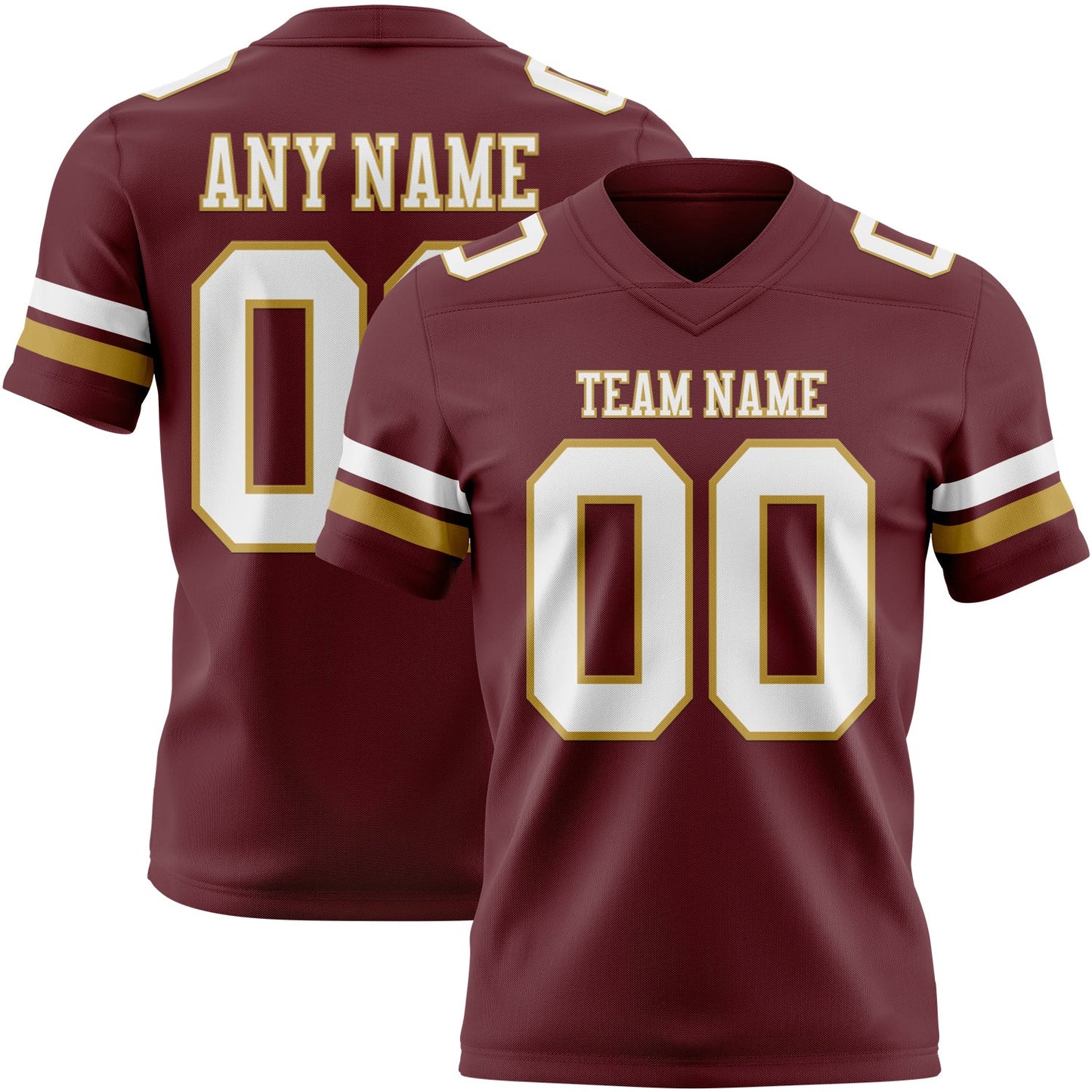 Custom Burgundy White-Old Gold Mesh Authentic Football Jersey - Sky-Custom