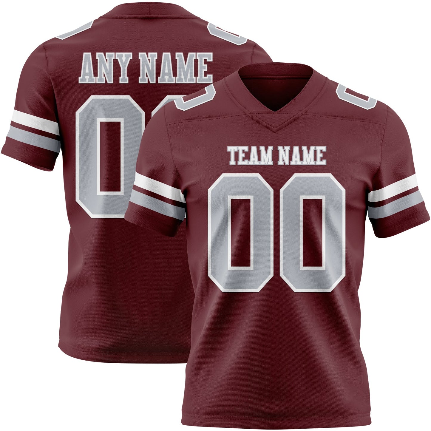Custom Burgundy Gray-White Mesh Authentic Football Jersey - Sky-Custom