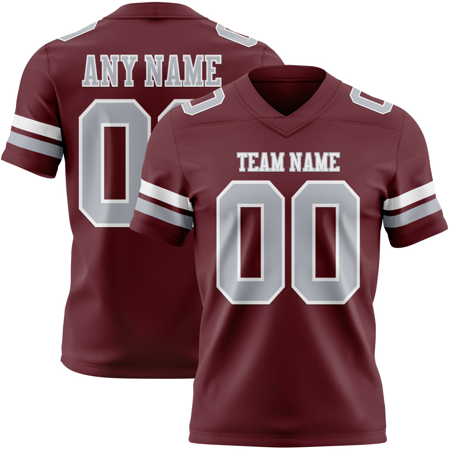 Custom Burgundy Gray-White Mesh Authentic Football Jersey - Sky-Custom