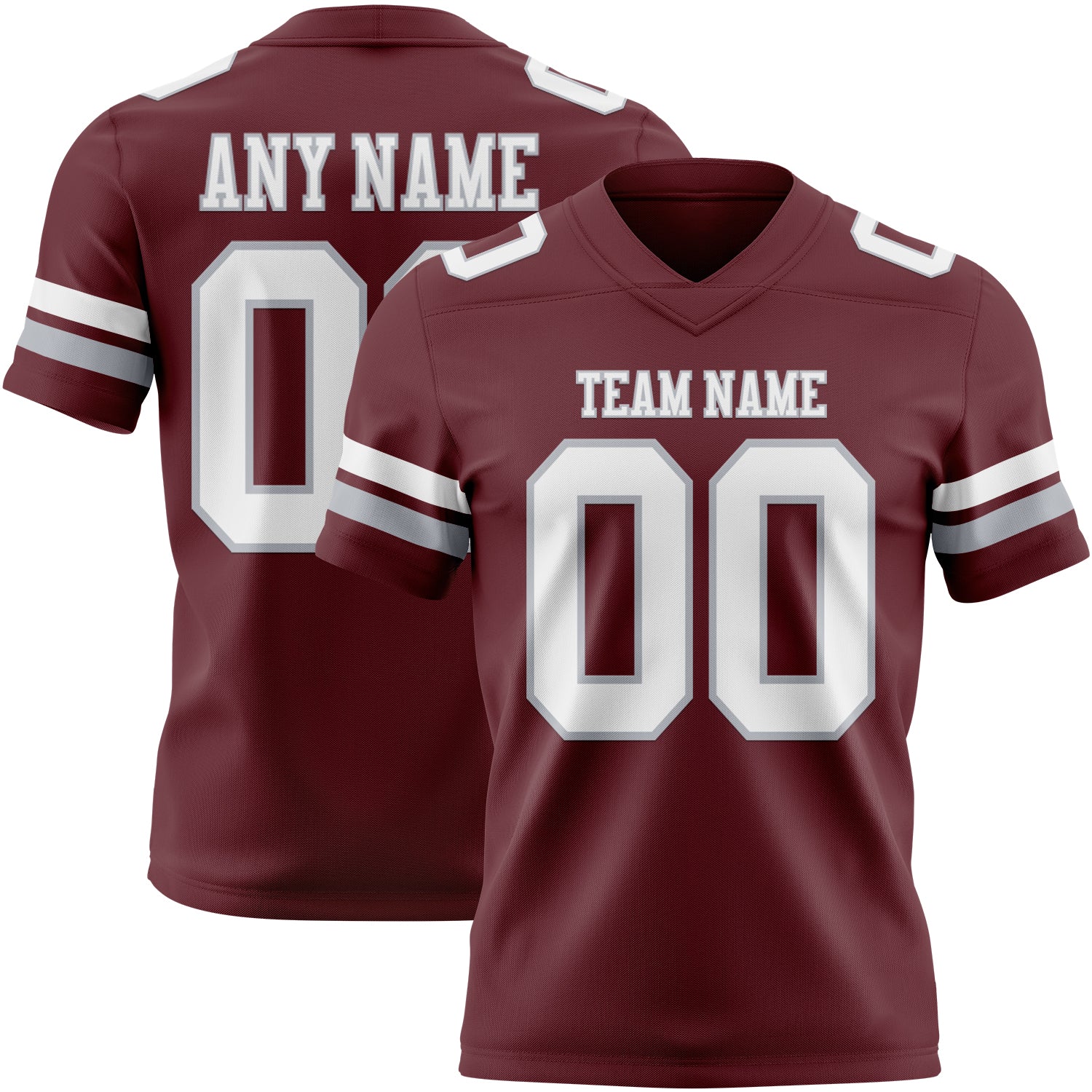 Custom Burgundy White-Gray Mesh Authentic Football Jersey - Sky-Custom