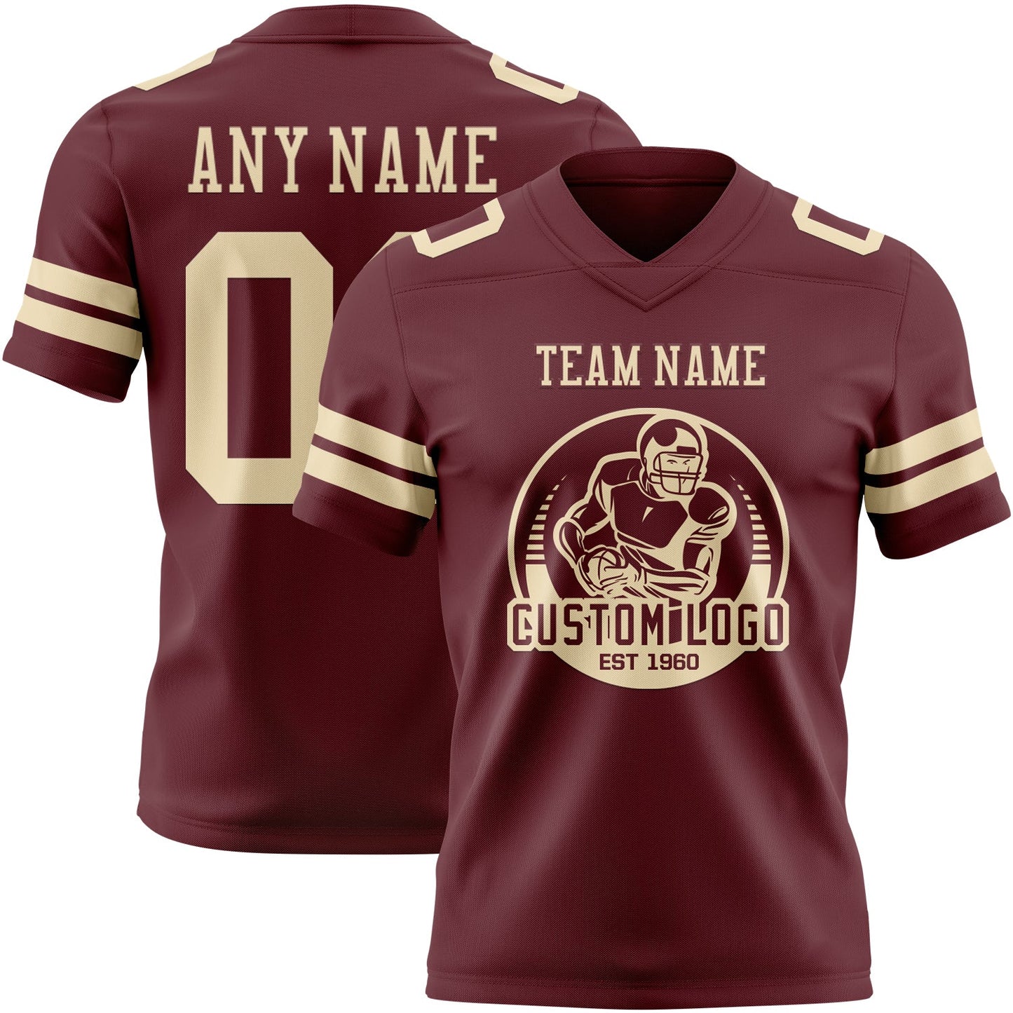 Custom Burgundy Cream Mesh Authentic Football Jersey - Sky-Custom