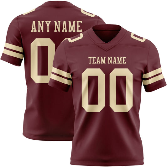 Custom Burgundy Cream Mesh Authentic Football Jersey - Sky-Custom