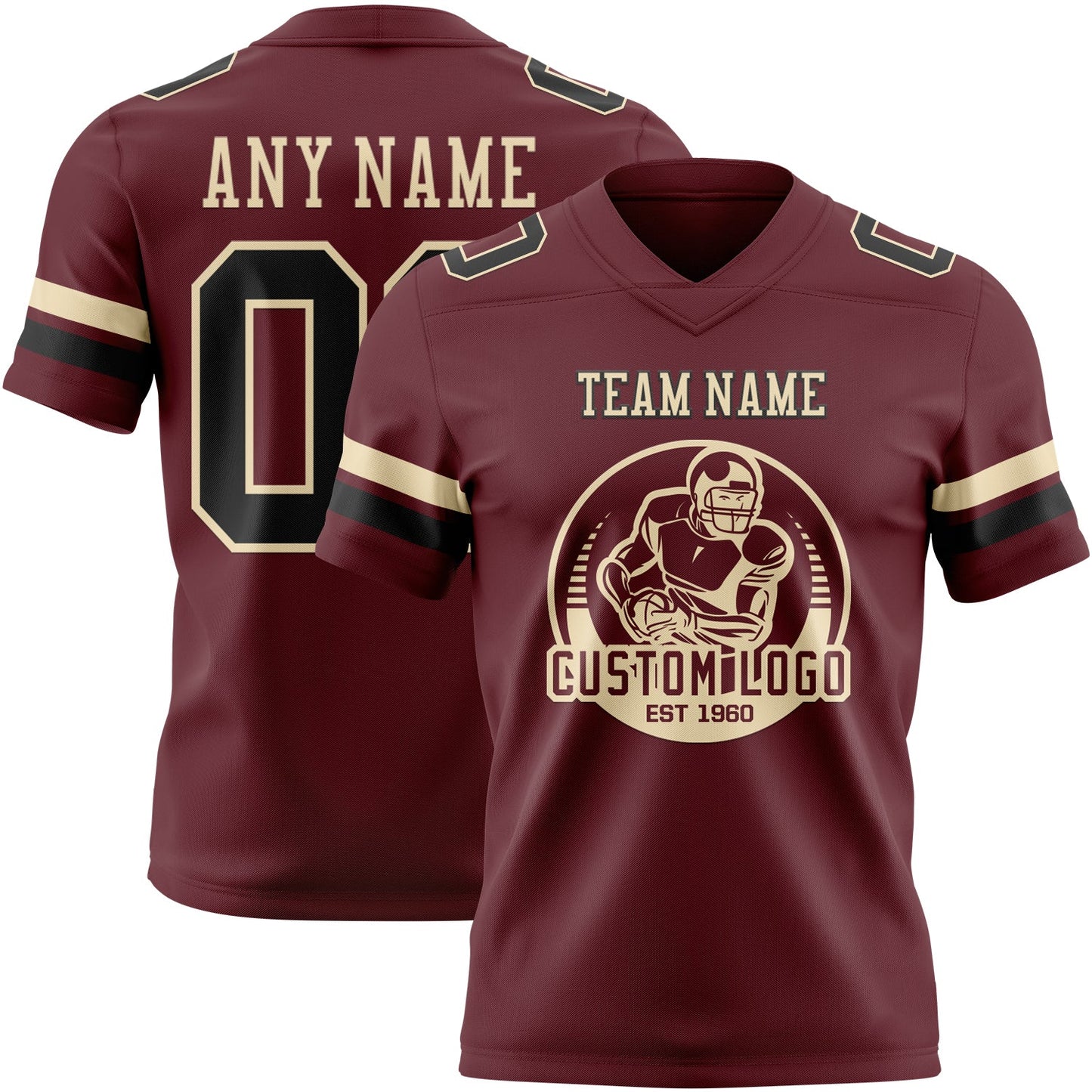 Custom Burgundy Black-Cream Mesh Authentic Football Jersey - Sky-Custom