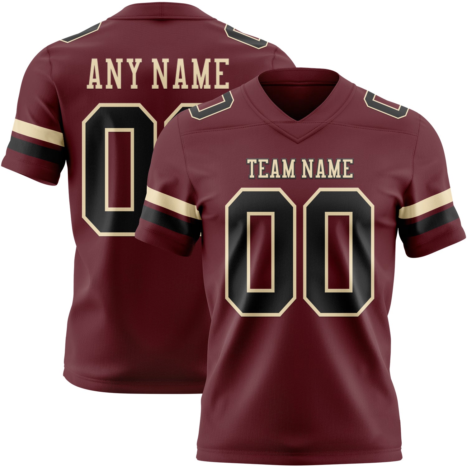 Custom Burgundy Black-Cream Mesh Authentic Football Jersey - Sky-Custom