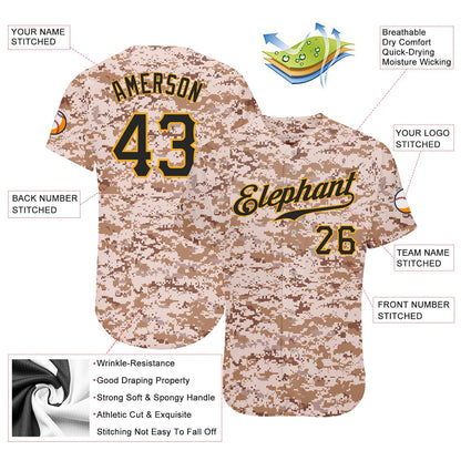 Custom Camo Black-Gold Authentic Salute To Service Baseball Jersey - Sky-Custom