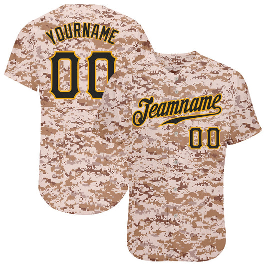 Custom Camo Black-Gold Authentic Salute To Service Baseball Jersey - Sky-Custom
