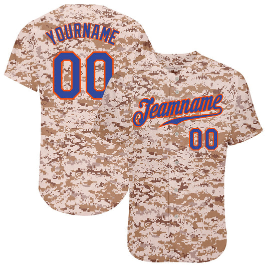 Custom Camo Royal-Orange Authentic Salute To Service Baseball Jersey - Sky-Custom