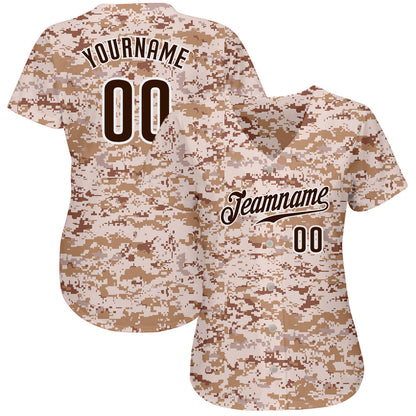 Custom Camo Brown-White Authentic Salute To Service Baseball Jersey - Sky-Custom