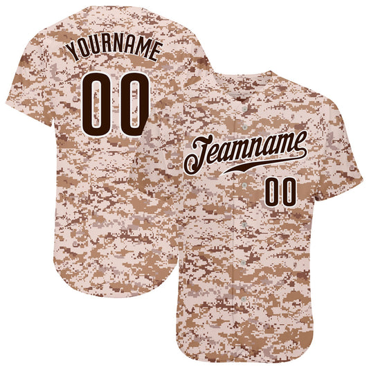 Custom Camo Brown-White Authentic Salute To Service Baseball Jersey - Sky-Custom