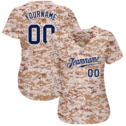 Custom Camo Navy-White Authentic Salute To Service Baseball Jersey - Sky-Custom