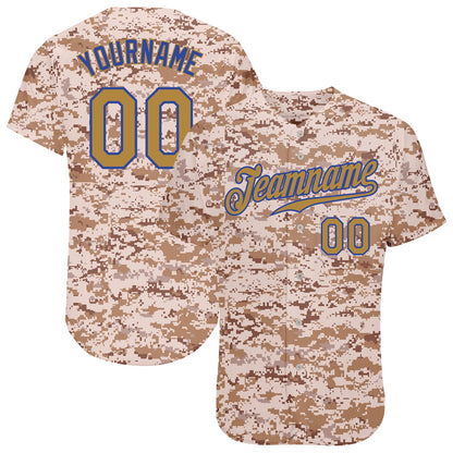 Custom Camo Old Gold-Royal Authentic Salute To Service Baseball Jersey - Sky-Custom