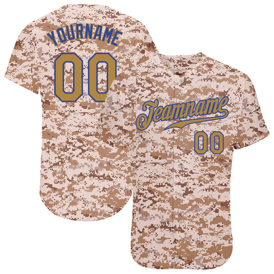 Custom Camo Old Gold-Royal Authentic Salute To Service Baseball Jersey - Sky-Custom