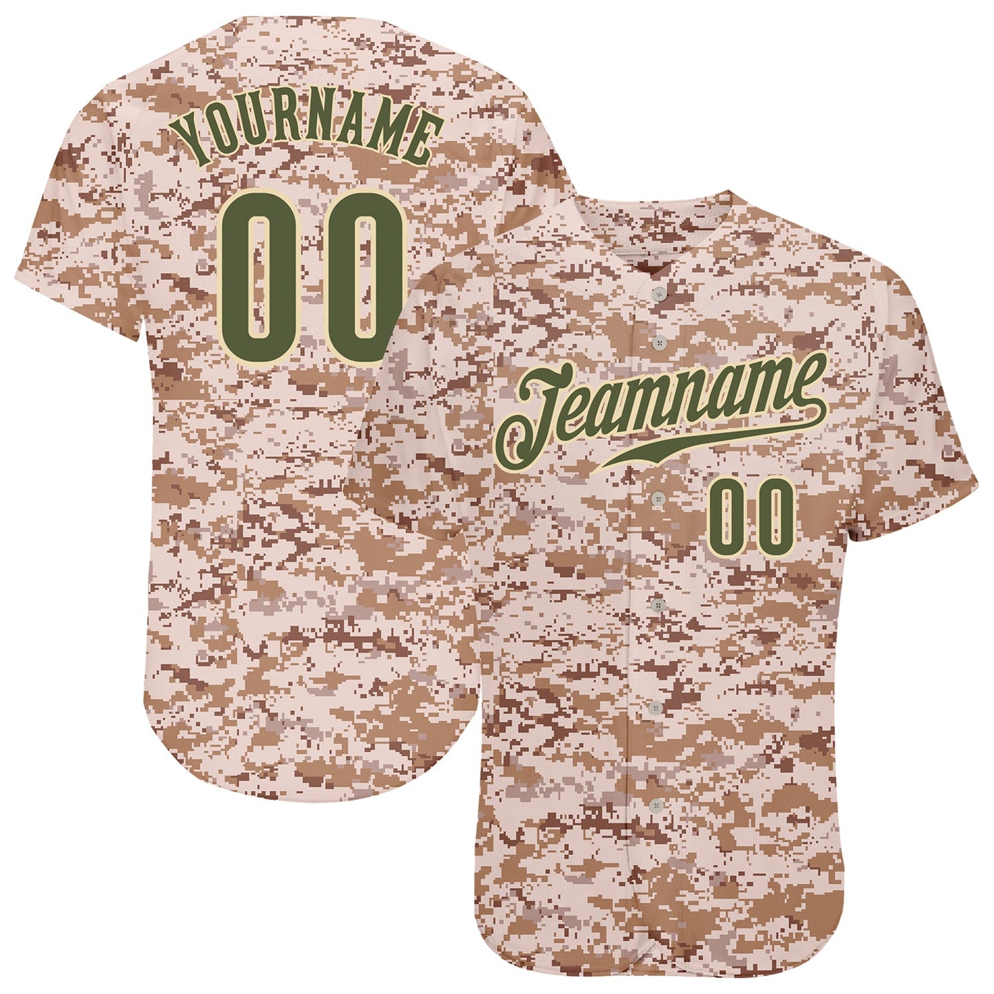 Custom Camo Olive-Cream Authentic Salute To Service Baseball Jersey - Sky-Custom