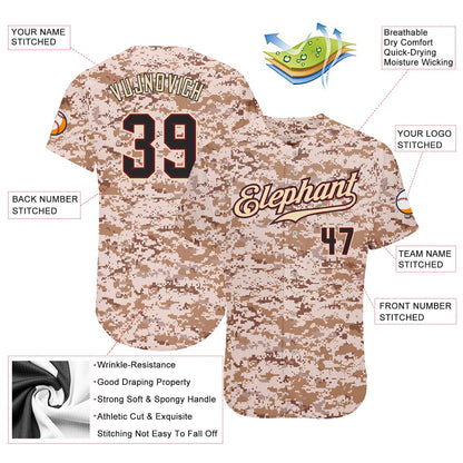 Custom Camo Black-Crimson Authentic Salute To Service Baseball Jersey - Sky-Custom