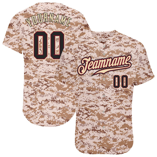 Custom Camo Black-Crimson Authentic Salute To Service Baseball Jersey - Sky-Custom