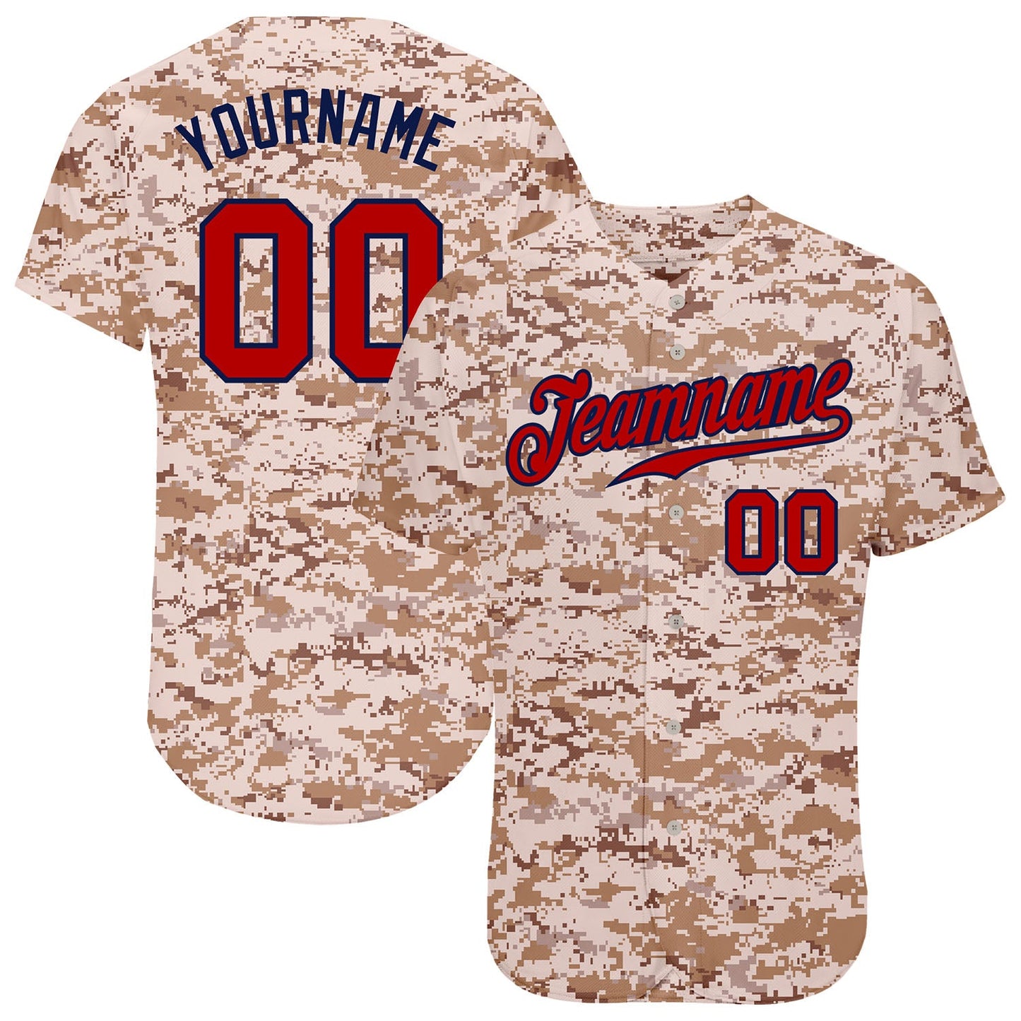 Custom Camo Red-Navy Authentic Salute To Service Baseball Jersey - Sky-Custom