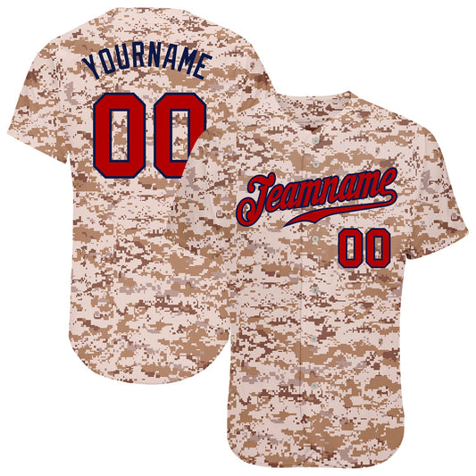 Custom Camo Red-Navy Authentic Salute To Service Baseball Jersey - Sky-Custom