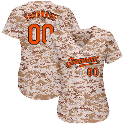 Custom Camo Orange-Black Authentic Salute To Service Baseball Jersey - Sky-Custom