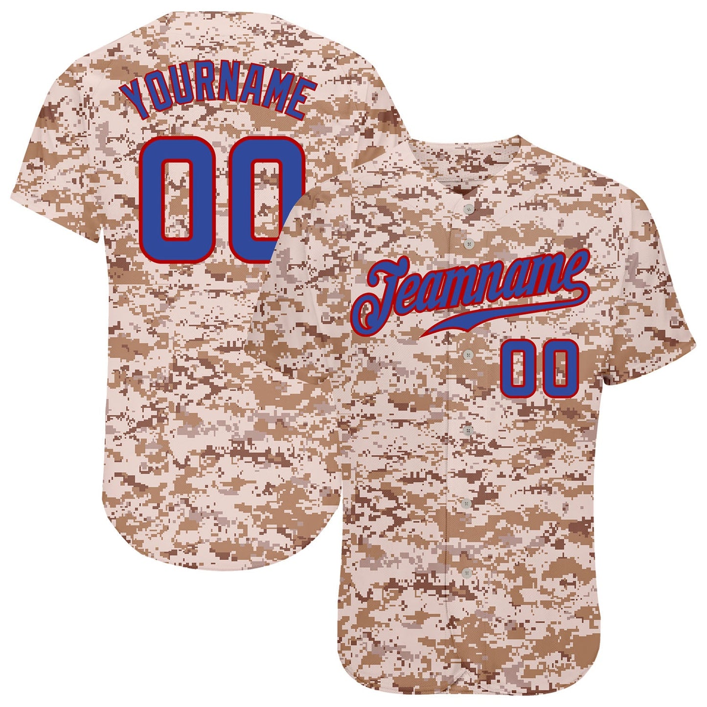 Custom Camo Royal-Red Authentic Salute To Service Baseball Jersey - Sky-Custom