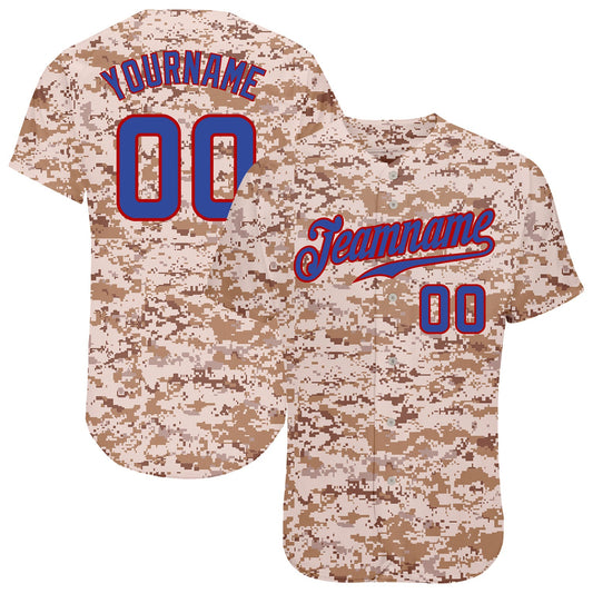 Custom Camo Royal-Red Authentic Salute To Service Baseball Jersey - Sky-Custom