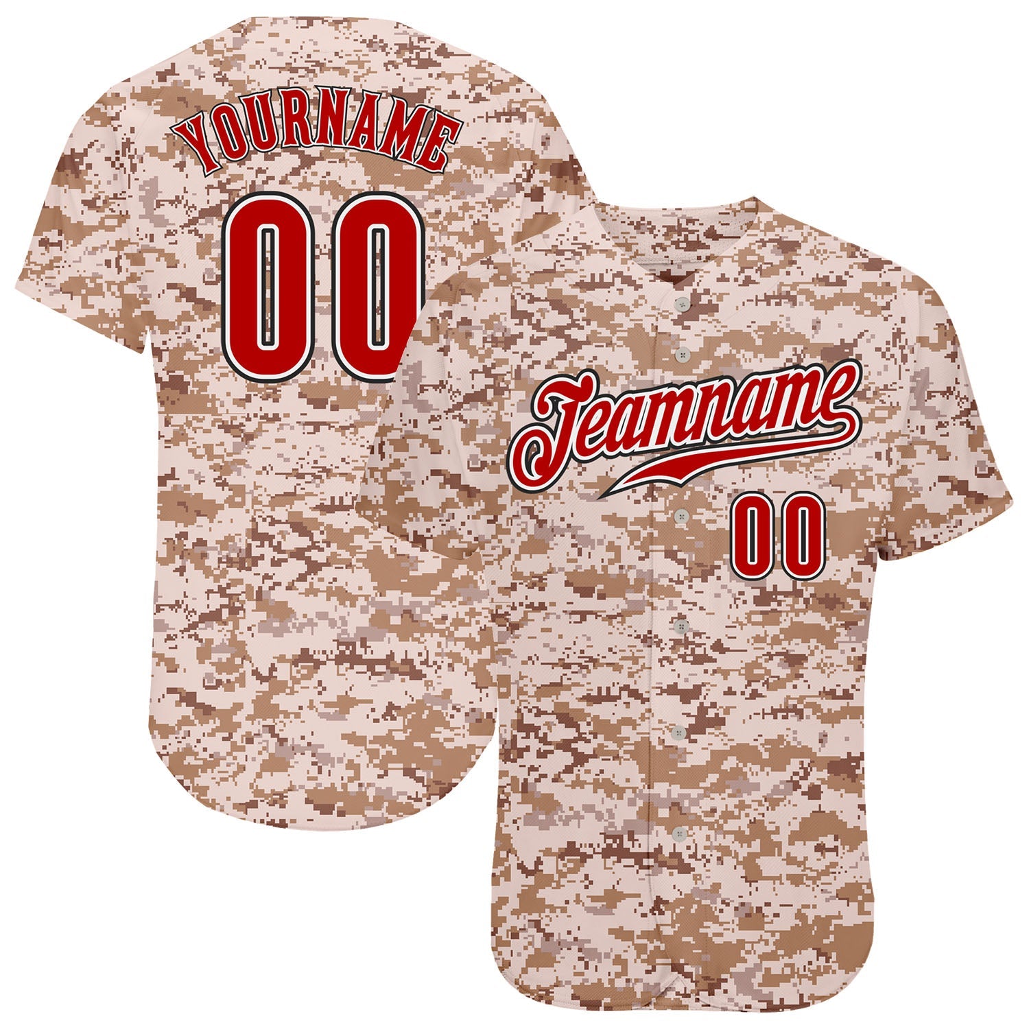 Custom Camo Red-Black Authentic Salute To Service Baseball Jersey - Sky-Custom