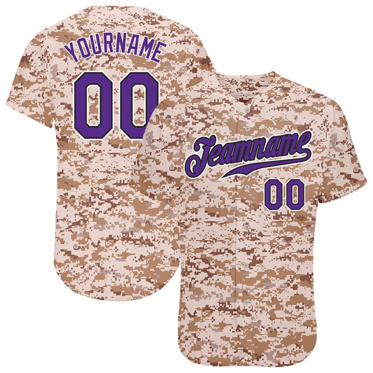 Custom Camo Purple-Black Authentic Salute To Service Baseball Jersey - Sky-Custom