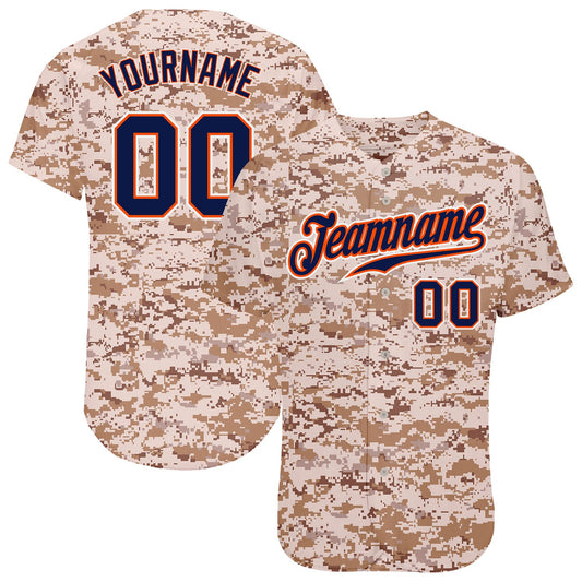 Custom Camo Navy-Orange Authentic Salute To Service Baseball Jersey - Sky-Custom